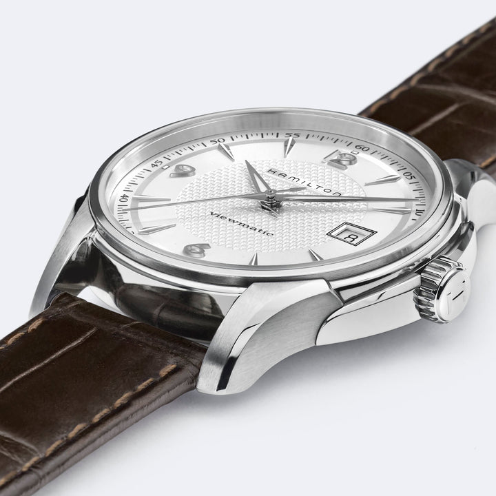 Montre Hamilton Jazzmaster Viewmatic Auto automatique en acier inoxydable avec bracelet en cuir 40 mm H32515555