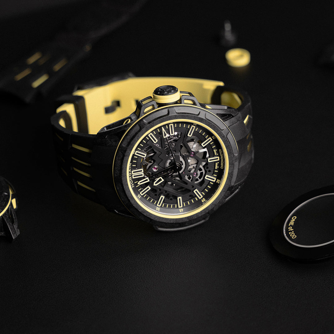 Norqain Wild ONE Skeleton X-Lite automatic stainless steel watch with rubber strap, 41mm N3003.26X01.B01.R01