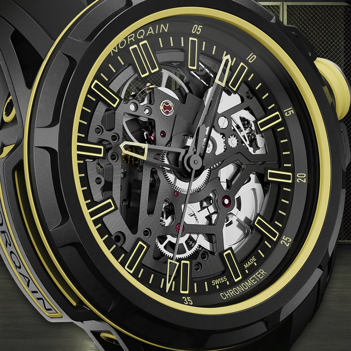 Norqain Wild ONE Skeleton X-Lite automatic stainless steel watch with rubber strap, 41mm N3003.26X01.B01.R01
