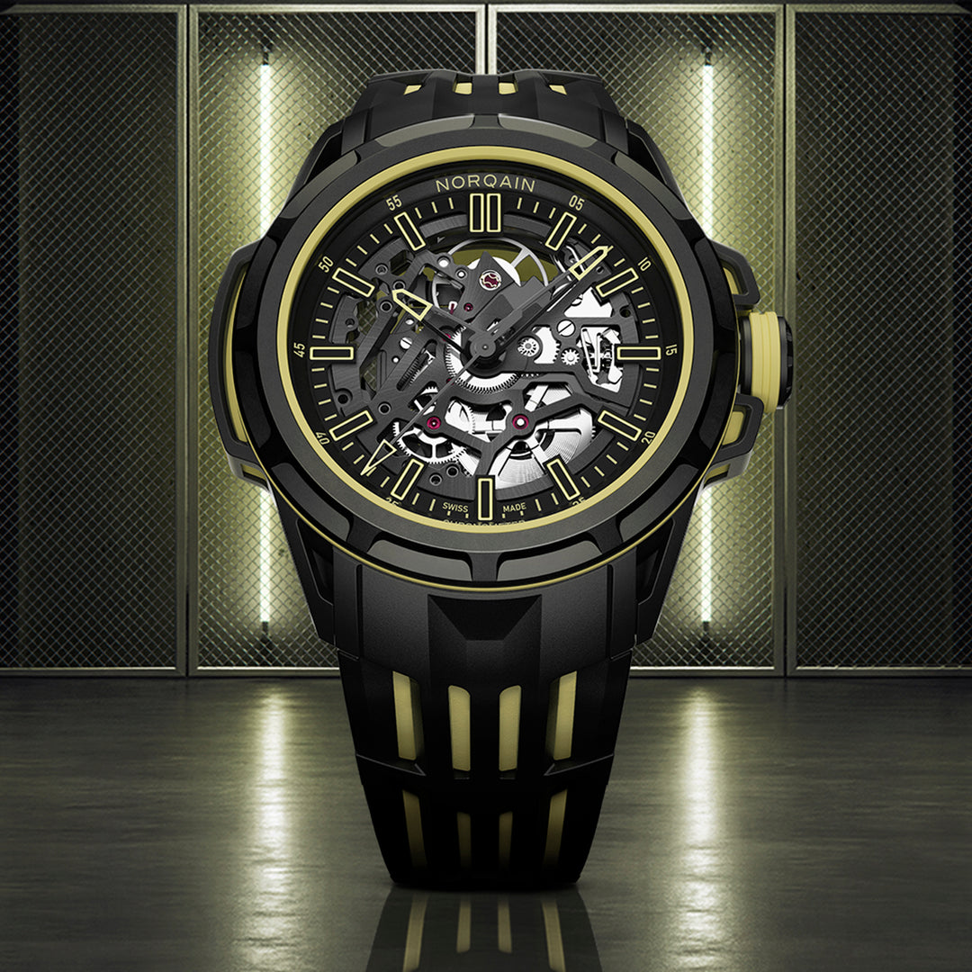 Norqain Wild ONE Skeleton X-Lite automatic stainless steel watch with rubber strap, 41mm N3003.26X01.B01.R01