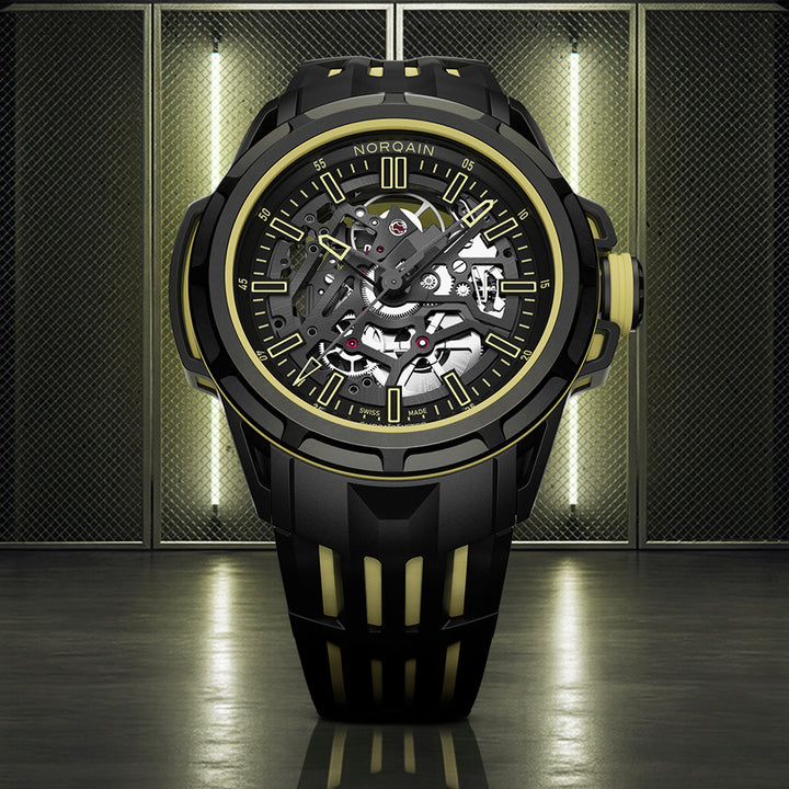 Norqain Wild ONE Skeleton X-Lite automatic stainless steel watch with rubber strap, 41mm N3003.26X01.B01.R01