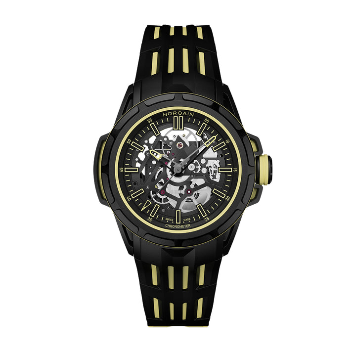 Norqain Wild ONE Skeleton X-Lite automatic stainless steel watch with rubber strap, 41mm N3003.26X01.B01.R01