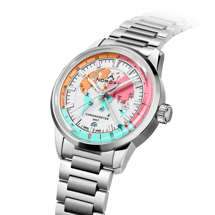 Montre NORQAIN Freedom GMT Enjoy Life "Holiday" Limited Edition automatique en acier inoxydable 40 mm N2100.22S02.W01