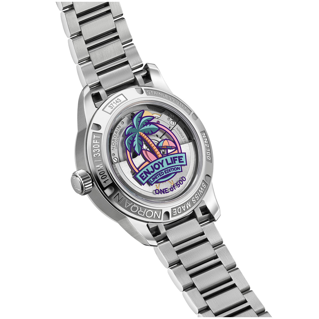Montre NORQAIN Freedom GMT Enjoy Life "Holiday" Limited Edition automatique en acier inoxydable 40 mm N2100.22S02.W01