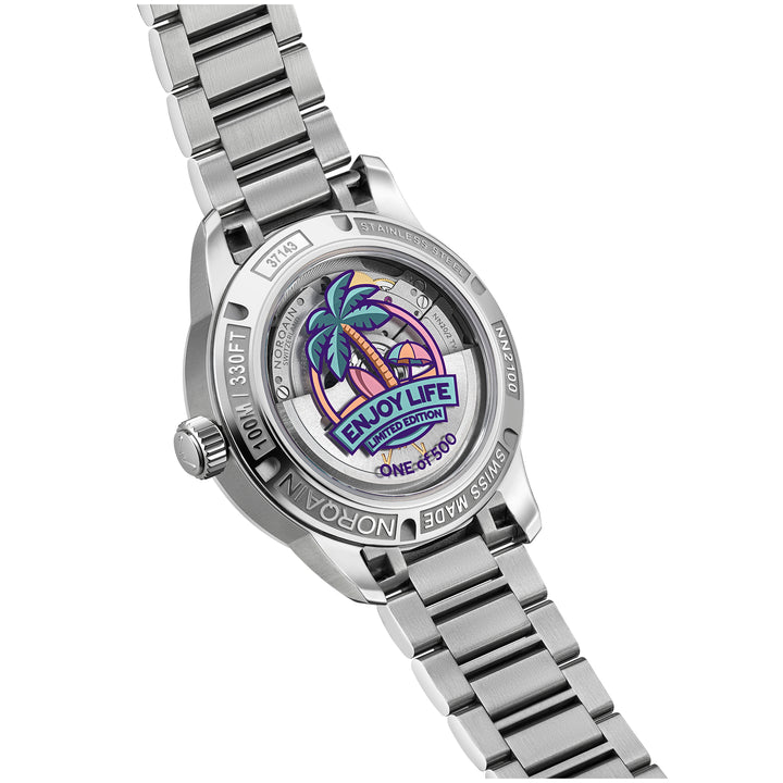 Montre NORQAIN Freedom GMT Enjoy Life "Holiday" Limited Edition automatique en acier inoxydable 40 mm N2100.22S02.W01