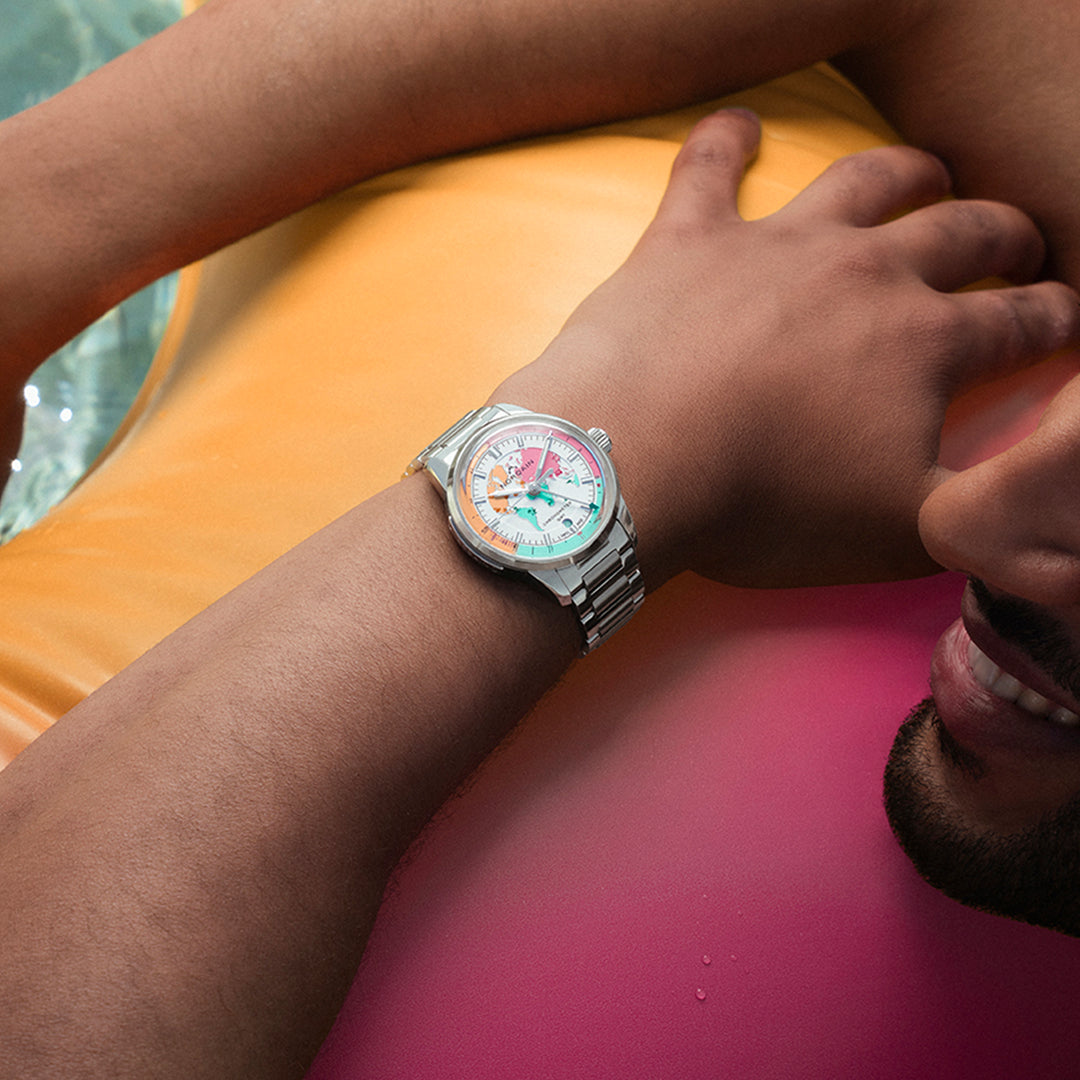 Montre NORQAIN Freedom GMT Enjoy Life "Holiday" Limited Edition automatique en acier inoxydable 40 mm N2100.22S02.W01
