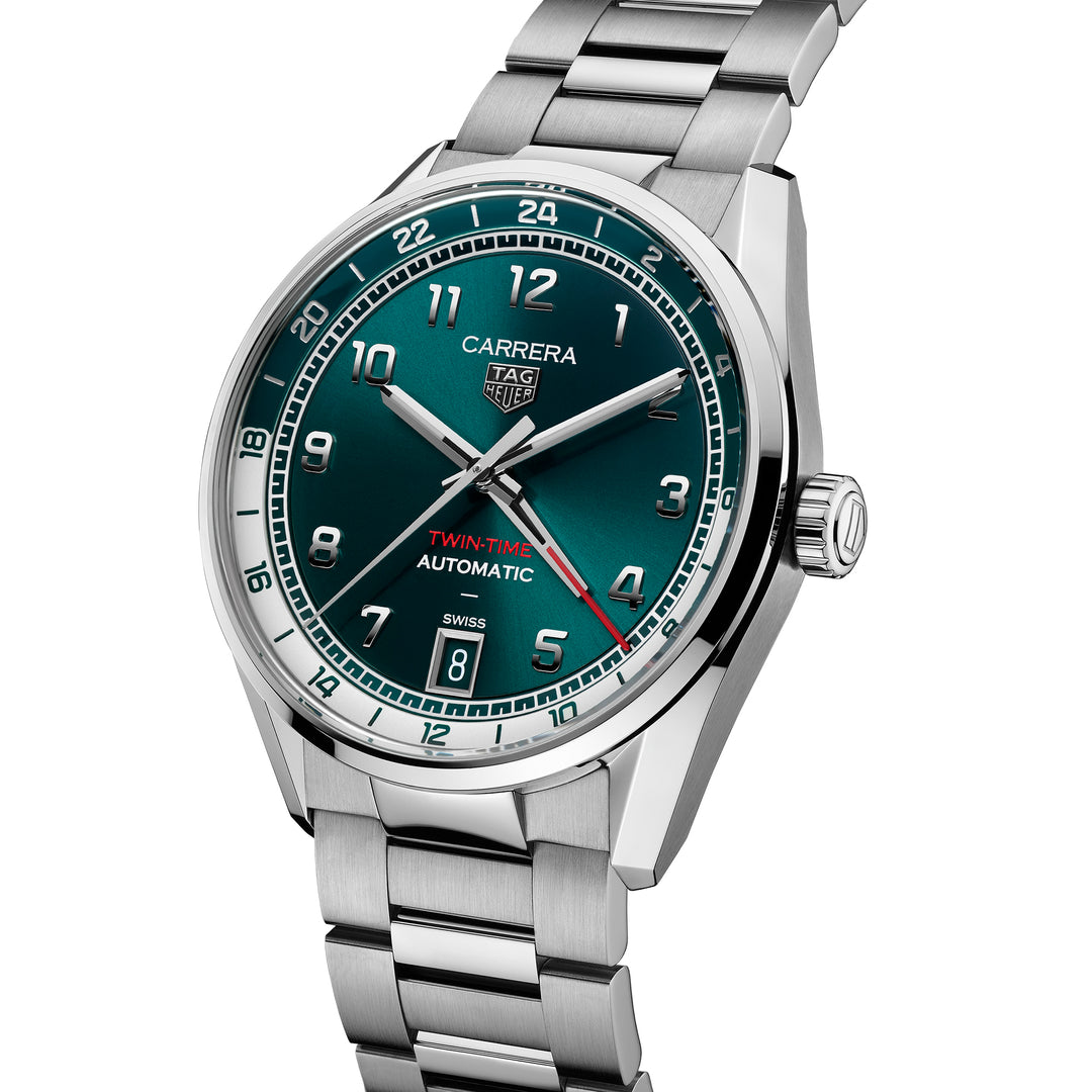 Montre TAG Heuer Carrera Date Twin-Time automatique en acier inoxydable 41 mm WDA2114.BA0043