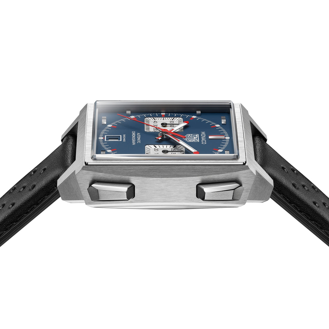 Montre TAG Heuer Monaco Chronograph automatique en titane bracelet cuir 39 mm CDW2181.FC8360