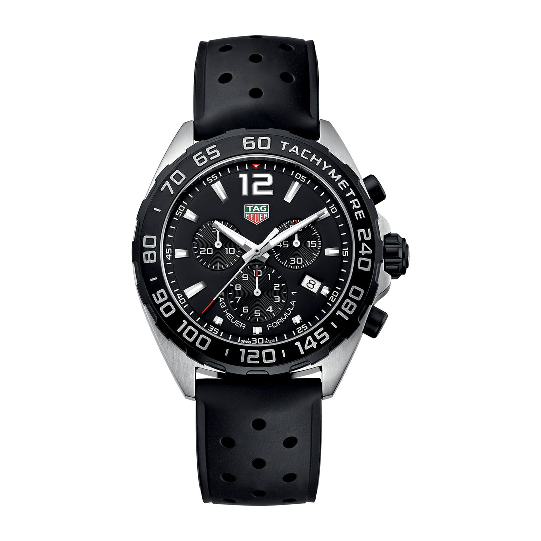 TAG Heuer Formula 1 Chronograph quartz watch in stainless steel with a rubber strap, 43 mm CAZ1010.FT8024