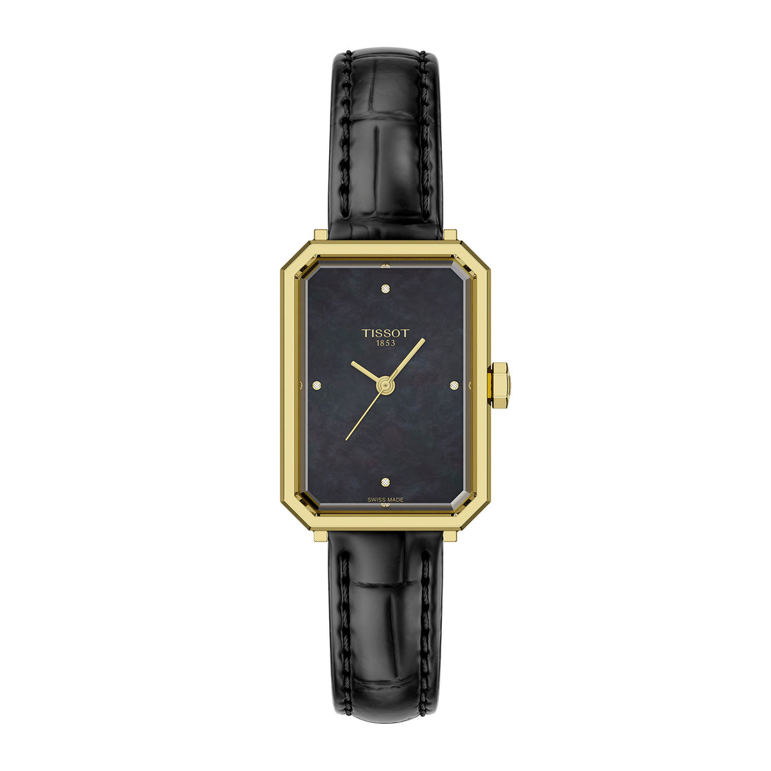 Tissot SRV quartz watch in stainless steel with yellow gold PVD coating, leather strap 30 mm T160.110.36.126.00