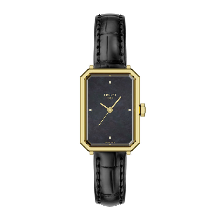 Tissot SRV quartz watch in stainless steel with yellow gold PVD coating, leather strap 30 mm T160.110.36.126.00