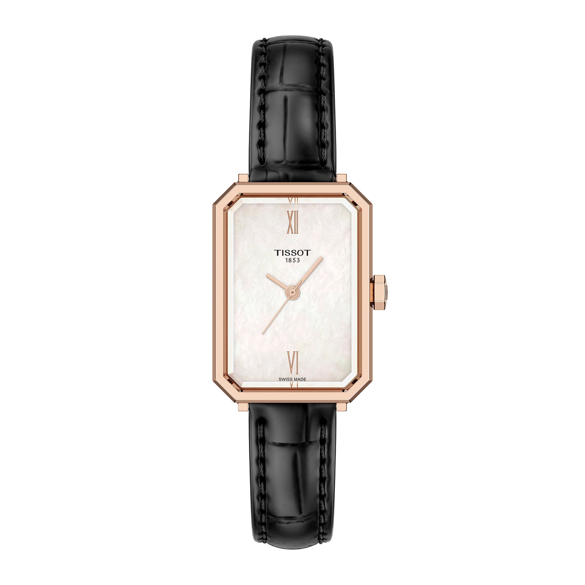 Montre Tissot SRV quartz en acier inoxydable revêtement PVD or rose bracelet cuir 30 mm T160.110.36.113.00
