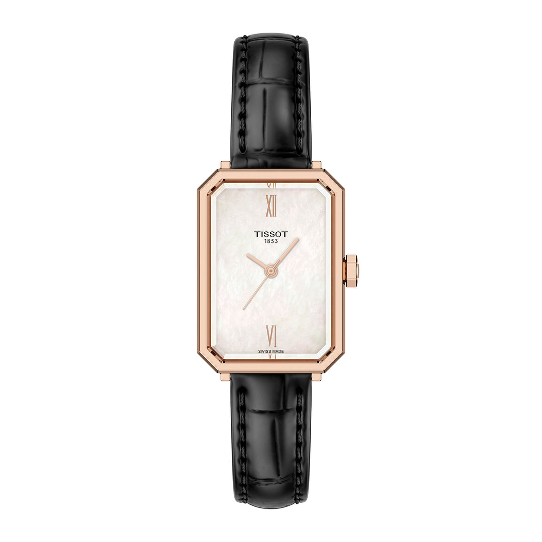 Tissot SRV quartz watch in stainless steel with rose gold PVD coating, leather strap 30 mm T160.110.36.113.00