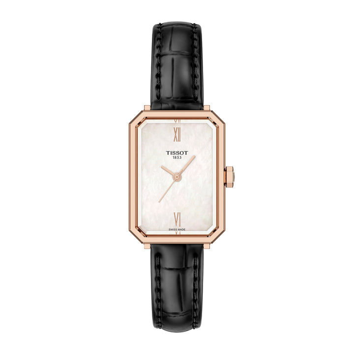 Tissot SRV quartz watch in stainless steel with rose gold PVD coating, leather strap 30 mm T160.110.36.113.00