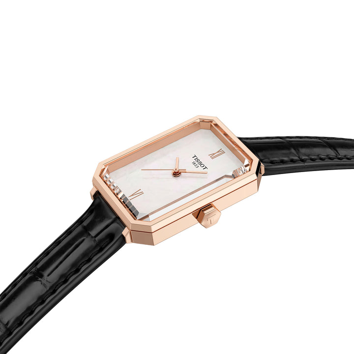 Tissot SRV quartz watch in stainless steel with rose gold PVD coating, leather strap 30 mm T160.110.36.113.00