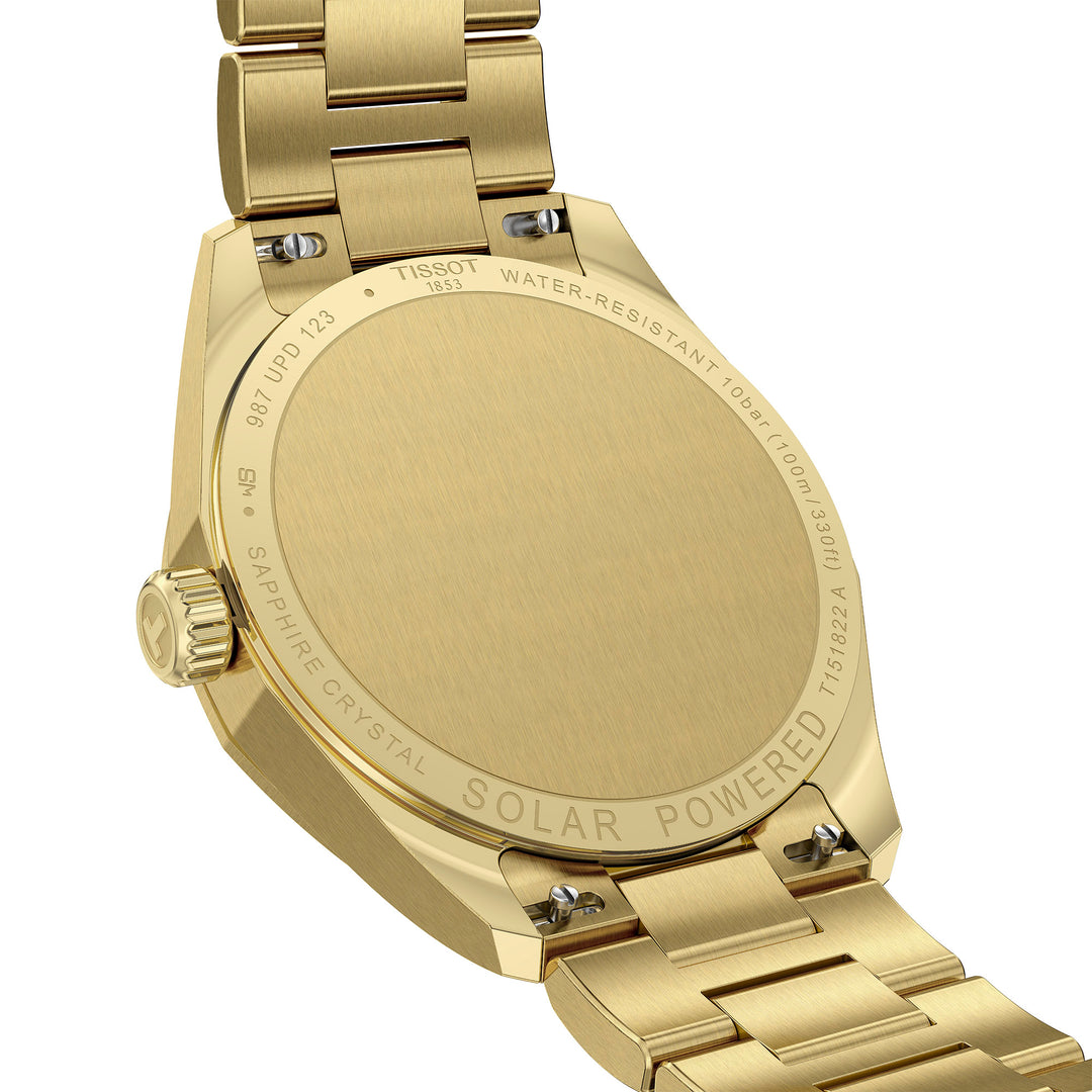 Tissot PRC 100 Solar quartz solar watch in stainless steel with yellow gold PVD coating 34 mm T151.822.33.021.00