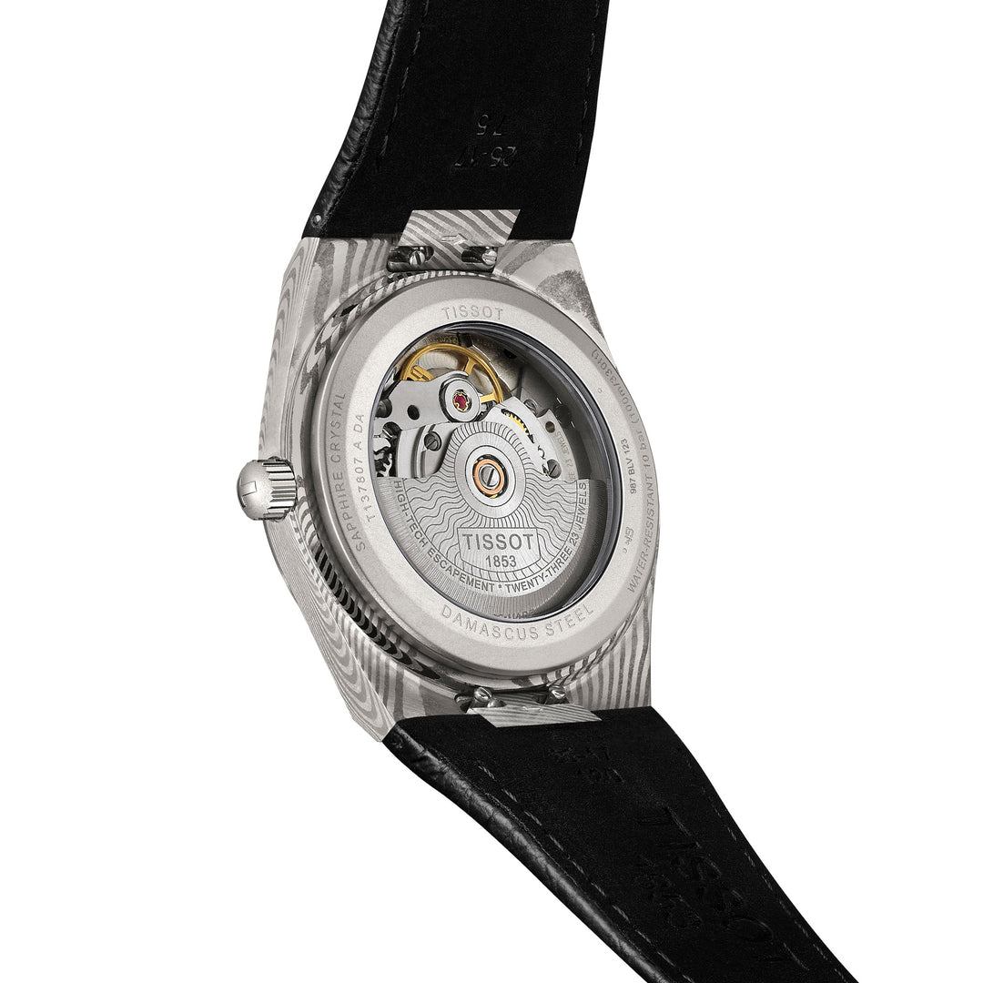Tissot PRX Damascus Steel Powermatic 80 Automatic Watch in Damascened Stainless Steel with Leather Strap 38 mm T137.807.96.081.00