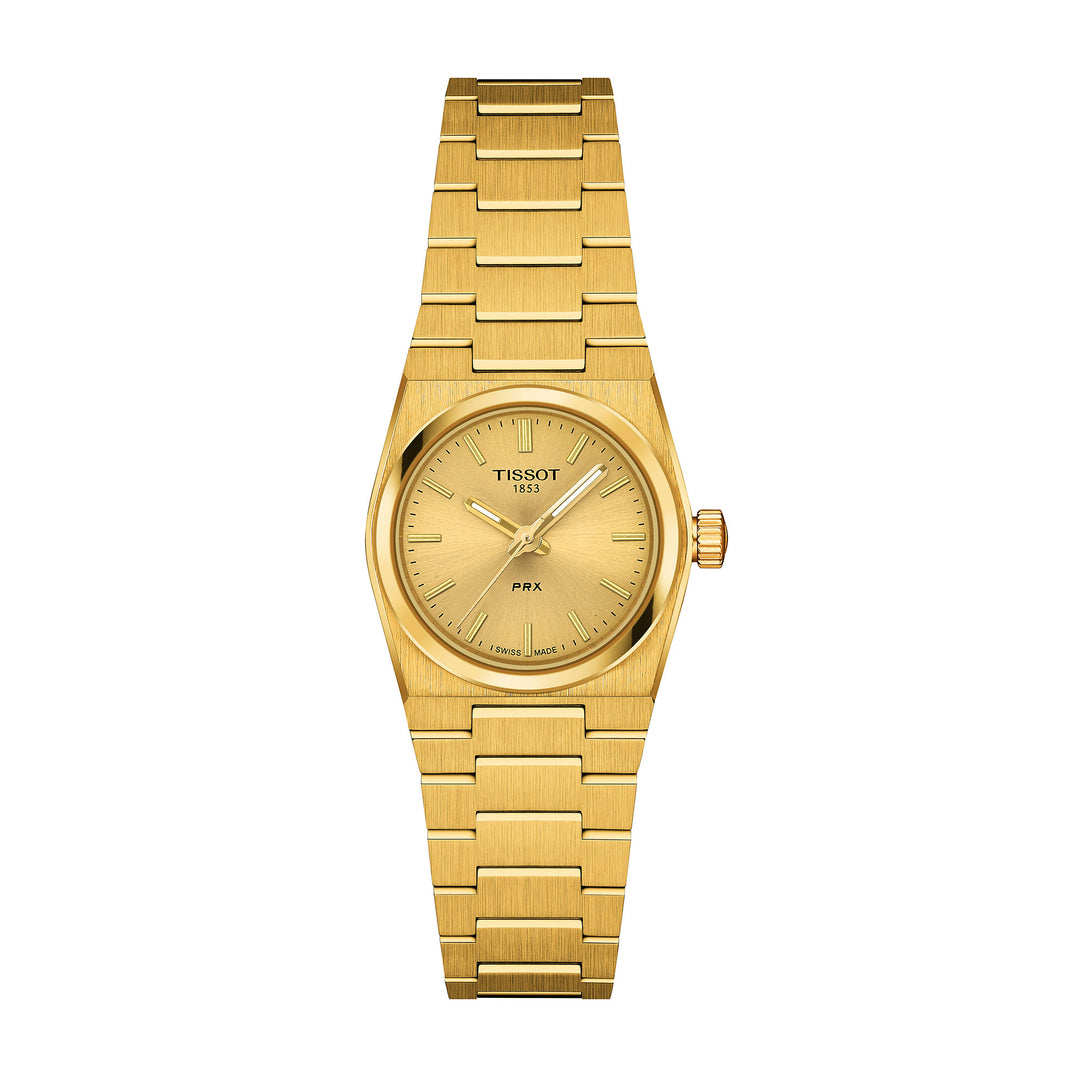 Tissot PRX quartz watch in stainless steel with yellow gold PVD coating 25 mm T137.010.33.021.00