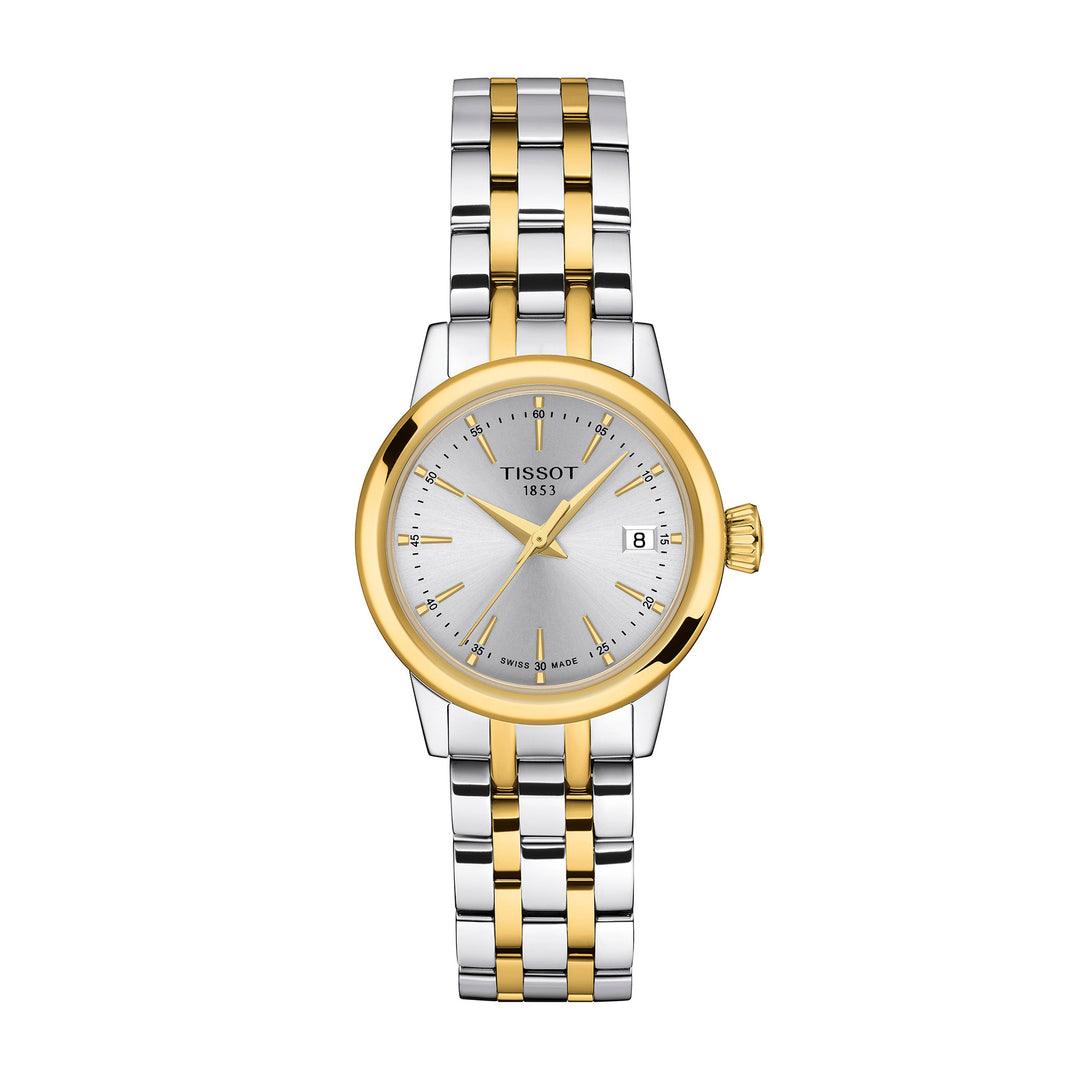 Tissot Classic Dream Lady quartz watch in two-tone stainless steel with yellow gold PVD coating, 28 mm T129.210.22.031.00