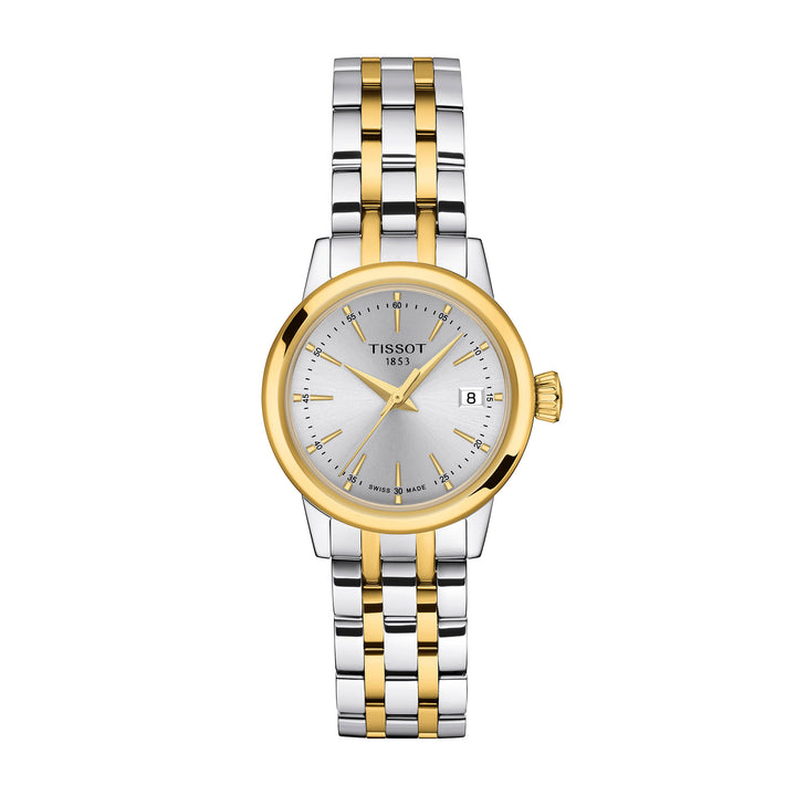Tissot Classic Dream Lady quartz watch in two-tone stainless steel with yellow gold PVD coating, 28 mm T129.210.22.031.00