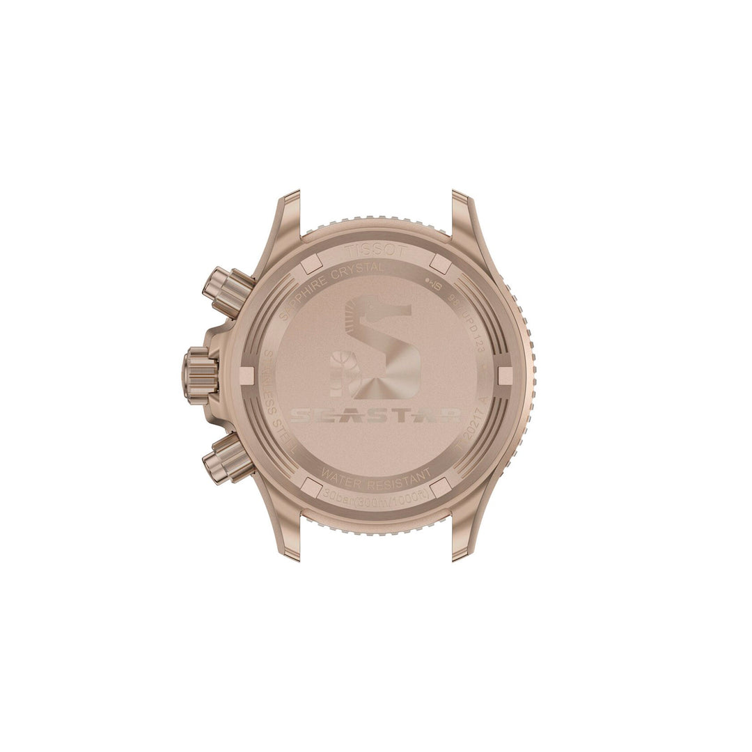 Tissot Seastar 1000 Quartz Chronograph Watch in Stainless Steel with Rose Gold PVD Coating, Synthetic Strap, 38 mm T120.217.37.041.00