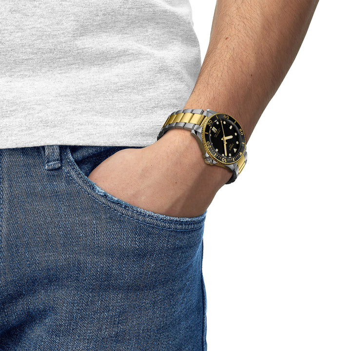 Montre Tissot Seastar 1000 quartz en acier inoxydable bi-ton revêtement PVD or jaune 40 mm T120.410..22.051.00