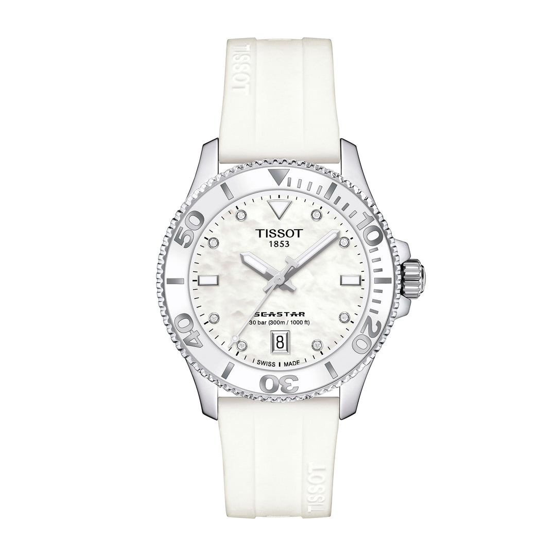 Tissot Seastar 1000 quartz watch in stainless steel with synthetic strap 36 mm T120.210.17.116.00