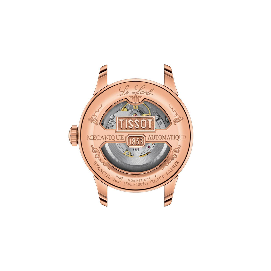 Montre Tissot Le Locle Powermatic 80 automatique en acier inoxydable revêtement PVD or rose bracelet cuir 39.3 mm T006.407.36.033.00