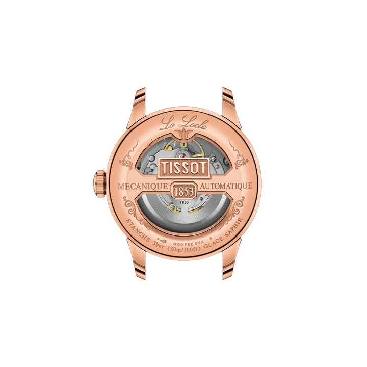 Montre Tissot Le Locle Powermatic 80 automatique en acier inoxydable revêtement PVD or rose bracelet cuir 39.3 mm T006.407.36.033.00