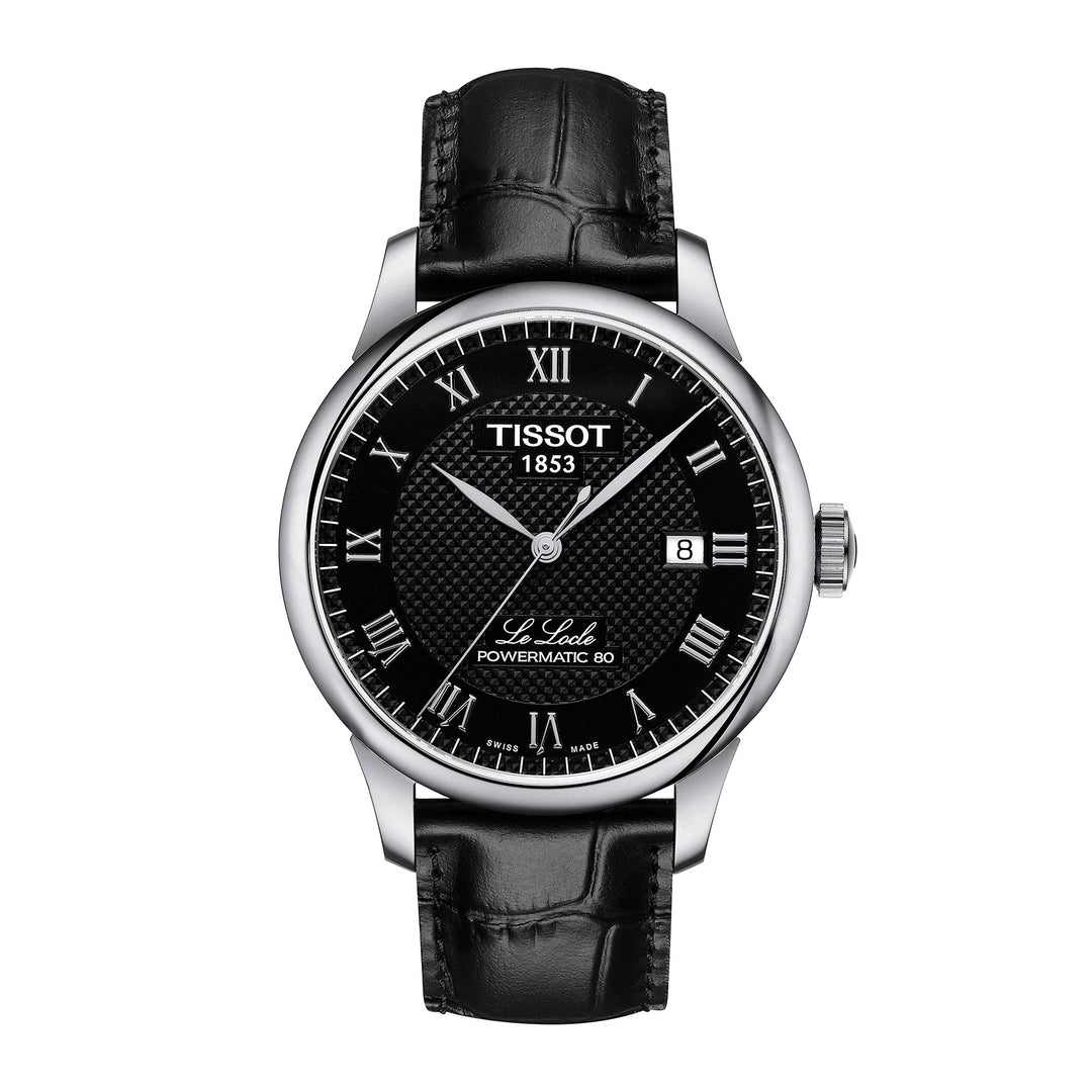 Tissot Le Locle Powermatic 80 automatic watch in stainless steel with leather strap 39.3 mm T006.407.16.053.00
