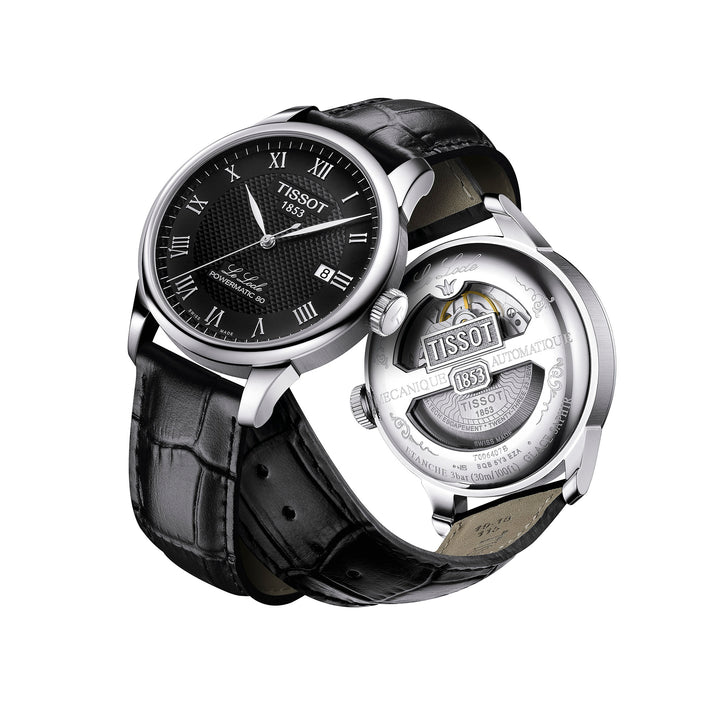 Tissot Le Locle Powermatic 80 automatic watch in stainless steel with leather strap 39.3 mm T006.407.16.053.00