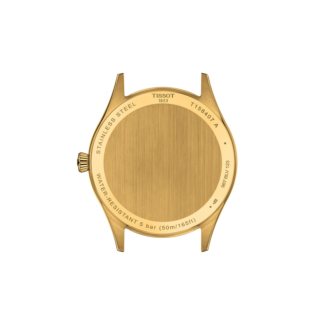 Montre Tissot Classic Dream automatique en acier inoxydable revêtement PVD or jaune bracelet cuir 40 mm T158.407.36.261.00