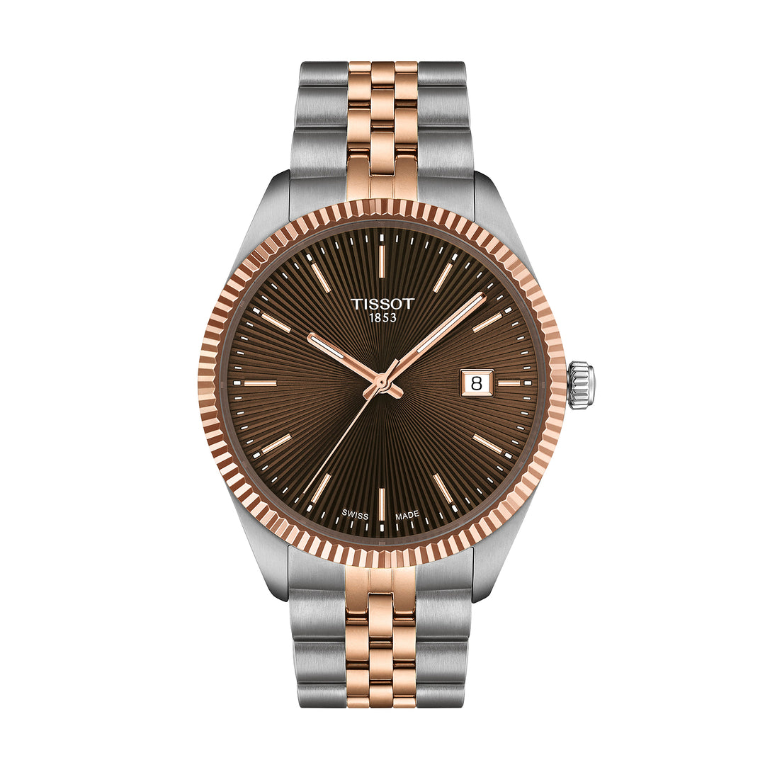 Tissot Ballade quartz watch in two-tone stainless steel with rose gold PVD coating, 40 mm T156.410.22.291.01