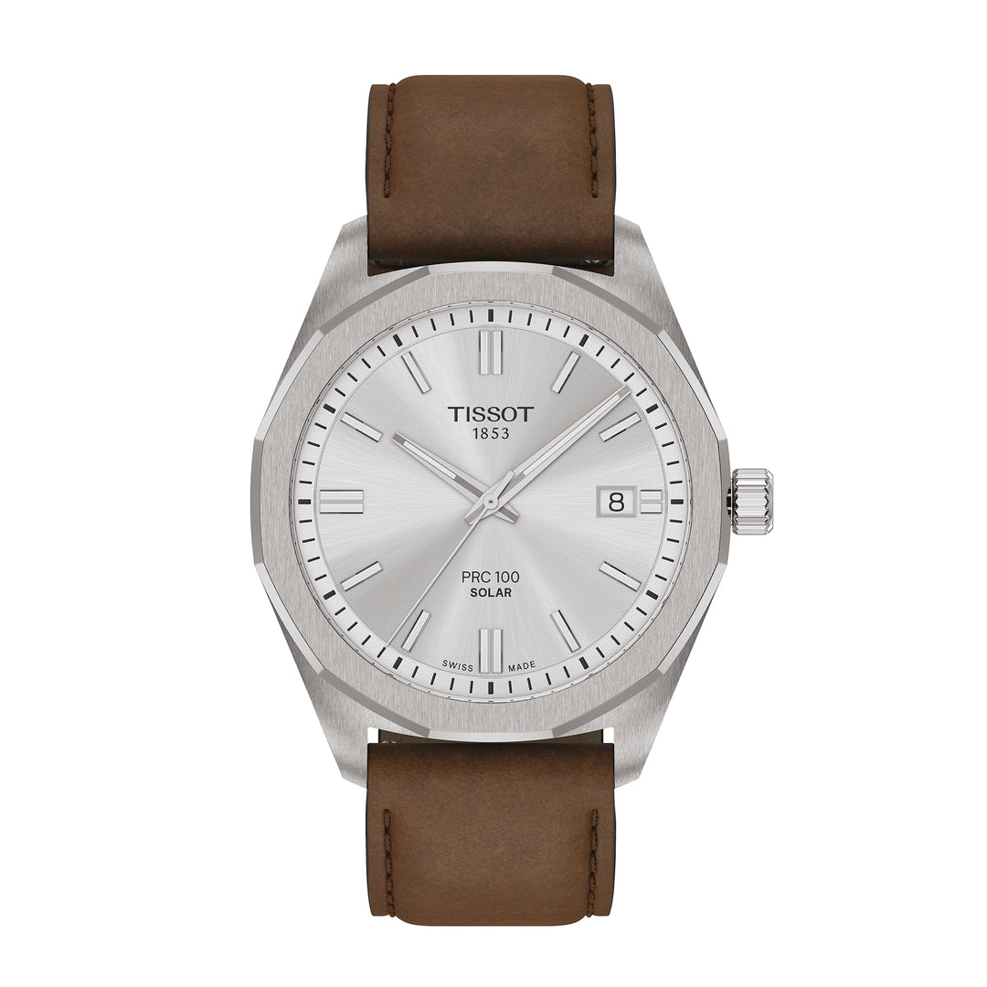 Tissot PRC 100 Solar solar quartz watch 39 mm in leather T151.422.16.031.00