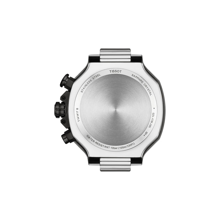 Montre Tissot T-Race quartz en acier inoxydable revêtement PVD noir et bleu bracelet silicone 45 mm T141.417.27.041.00