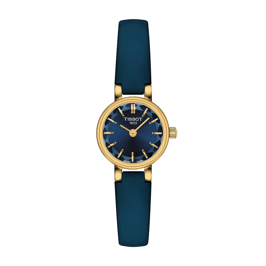 Tissot Lovely Round quartz watch in stainless steel with yellow gold PVD coating, 19.5 mm leather strap T140.009.36.041.00