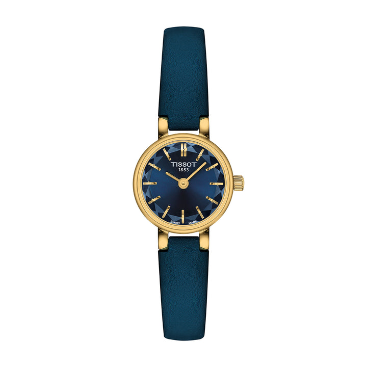 Tissot Lovely Round quartz watch in stainless steel with yellow gold PVD coating, 19.5 mm leather strap T140.009.36.041.00
