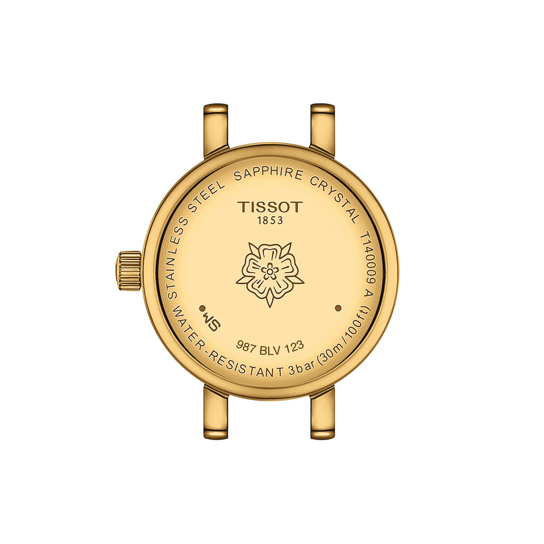Tissot Lovely Round quartz watch in stainless steel with yellow gold PVD coating, 19.5 mm leather strap T140.009.36.041.00