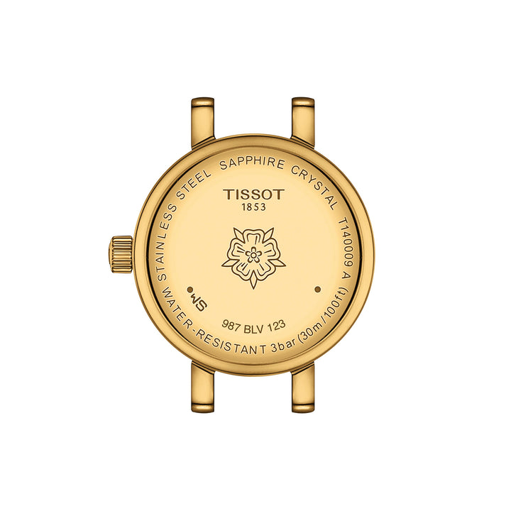 Tissot Lovely Round quartz watch in stainless steel with yellow gold PVD coating, 19.5 mm leather strap T140.009.36.041.00