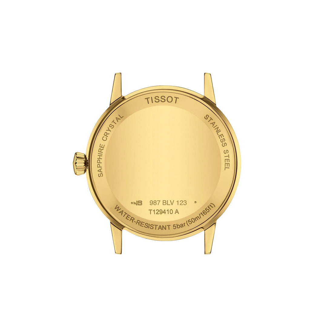 Tissot Classic Dream quartz watch in stainless steel with yellow gold PVD coating, leather strap, 42 mm T129.410.36.261.00