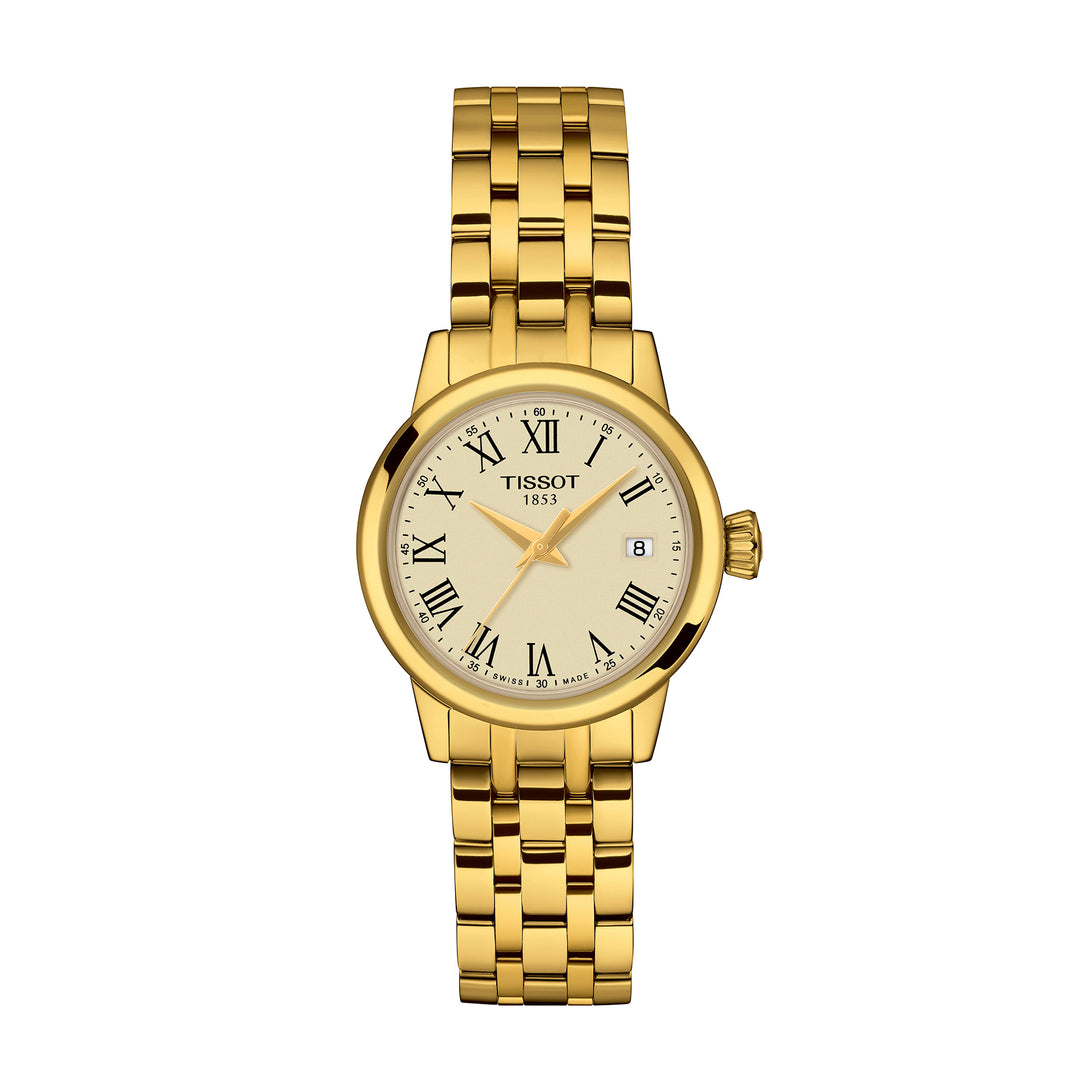 Montre Tissot Classic Dream quartz en acier inoxydable revêtement PVD or jaune 28 mm T129.210.33.263.00