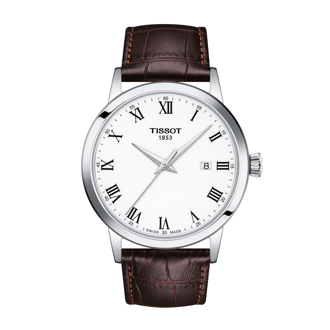 Tissot Classic Dream quartz watch in stainless steel with leather strap 42 mm T129.410.16.013.00