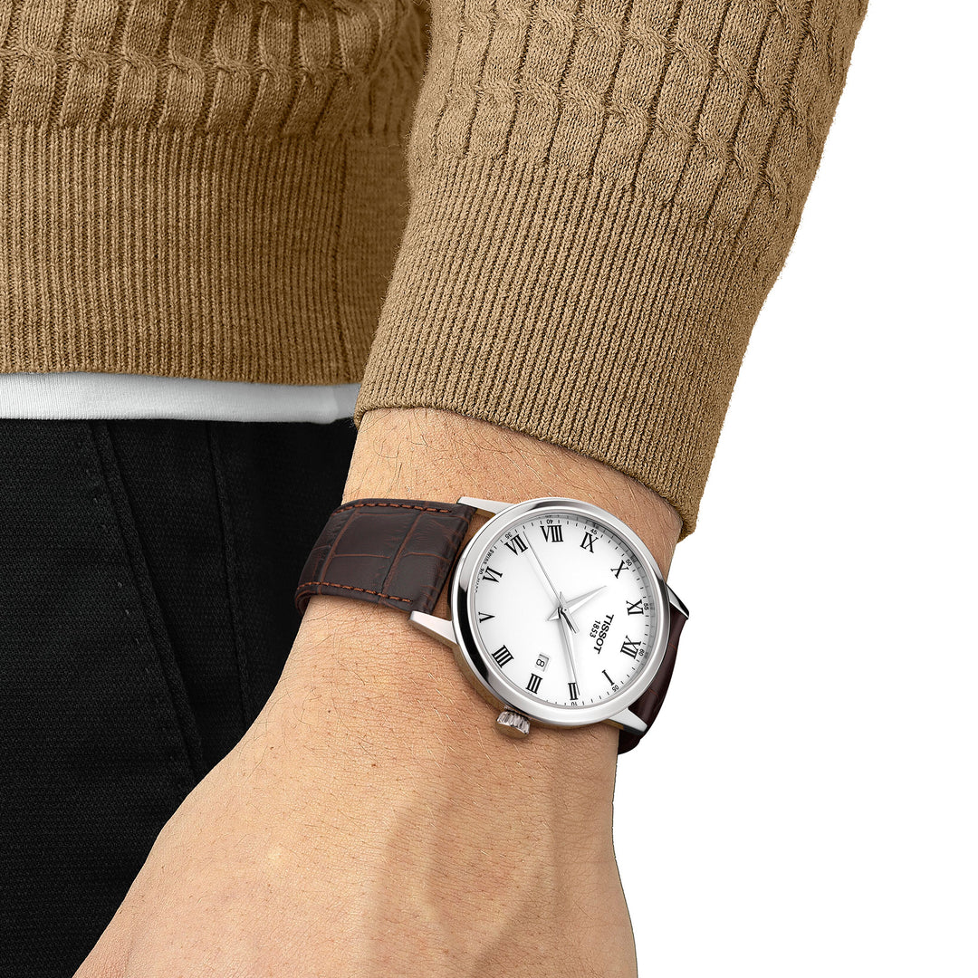 Tissot Classic Dream quartz watch in stainless steel with leather strap 42 mm T129.410.16.013.00