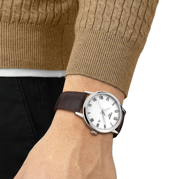 Tissot Classic Dream quartz watch in stainless steel with leather strap 42 mm T129.410.16.013.00