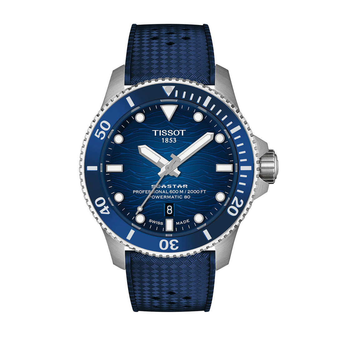 Montre Tissot Seastar 2000 Powermatic 80 automatique en acier inoxydable bracelet caoutchouc 44 mm T120.907.17.041.00