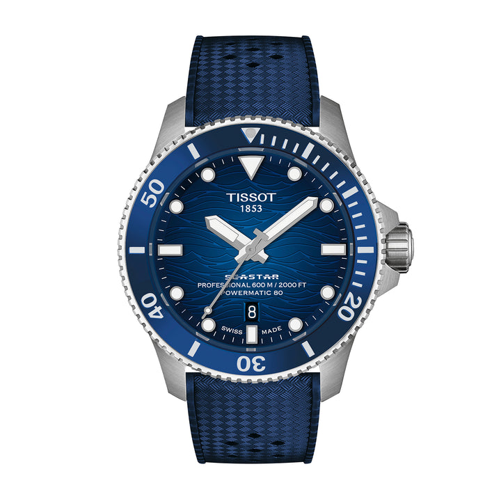 Montre Tissot Seastar 2000 Powermatic 80 automatique en acier inoxydable bracelet caoutchouc 44 mm T120.907.17.041.00
