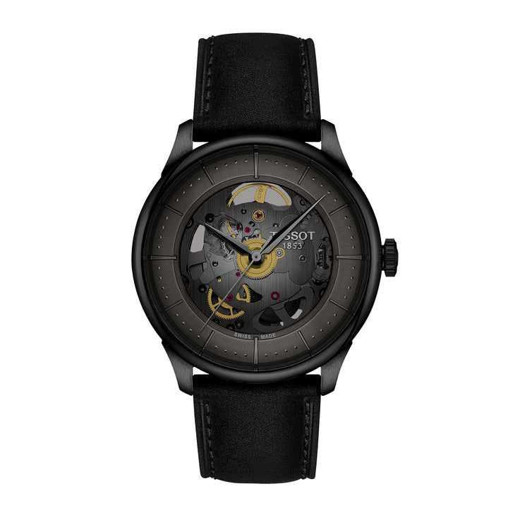 Montre Tissot Chemin des Tourelles Skeleton automatique 39 mm en cuir T139.836.36.441.00