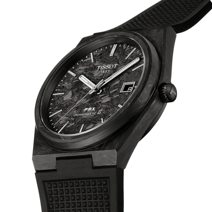 Tissot PRX Carbon automatic watch 40,5 mm in rubber T137.907.97.201.00