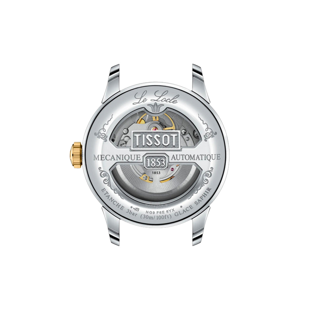 Montre Tissot Le Locle Powermatic 80 automatique en acier inoxydable bi-ton revêtement PVD or jaune 39.3 mm T006.407.22.093.00