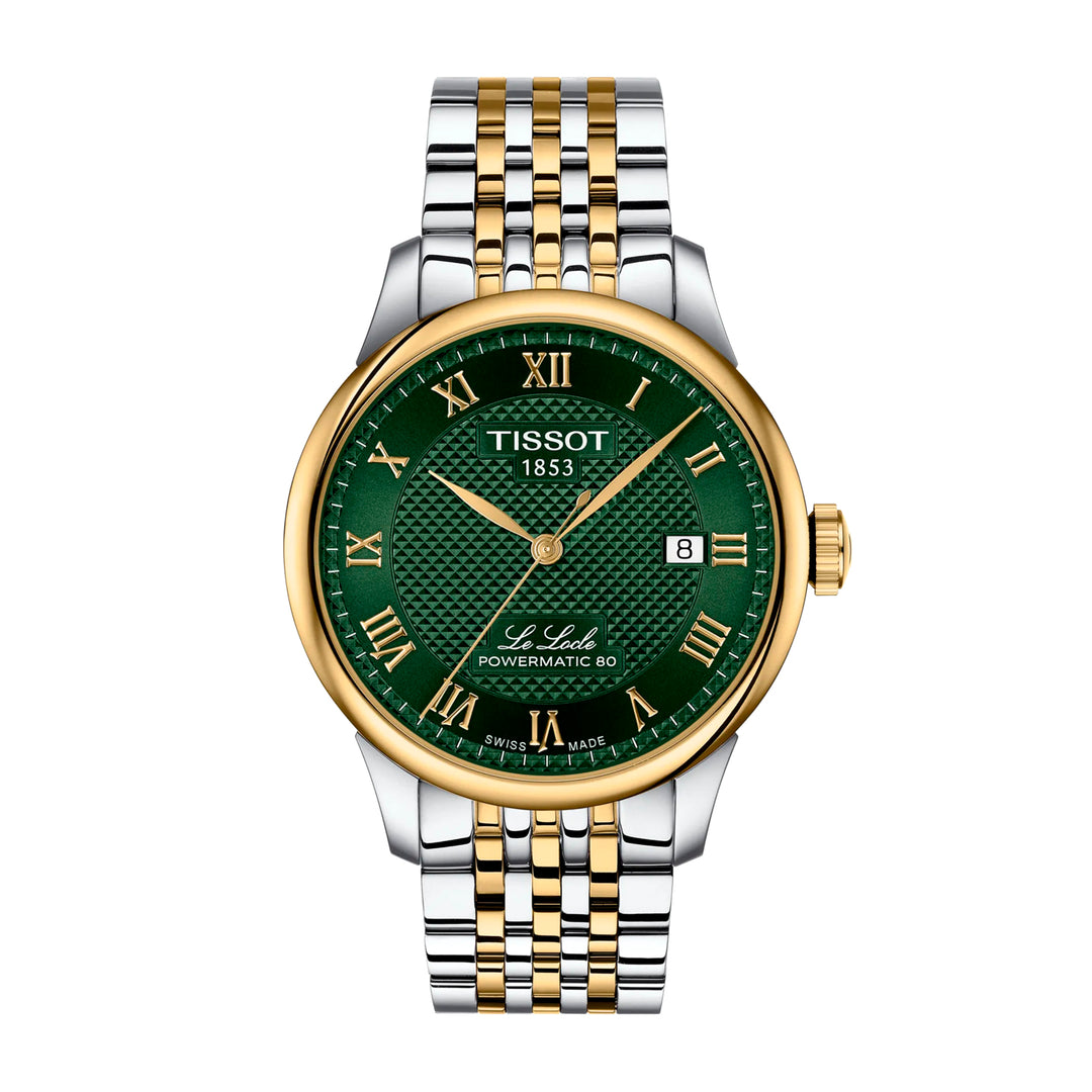 Montre Tissot Le Locle Powermatic 80 automatique en acier inoxydable bi-ton revêtement PVD or jaune 39.3 mm T006.407.22.093.00